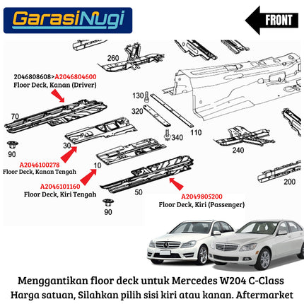Floor Deck Mercedes W204  Cover Lantai 2046805200 C200 C250