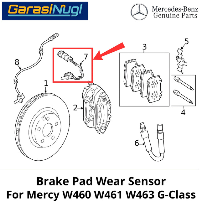 Brake Pad Sensor Mercy W460 W461 W463 Sistem Rem Belakang Mercedes G500