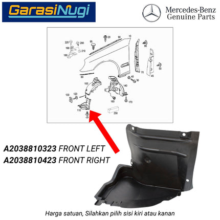 Front Fender Liner Mercy W203 Pelindung Percikan Air Tutup Spakbor Depan C200