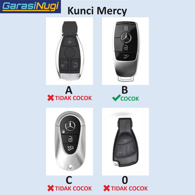Key Case For Mercedes W177 Sarung Kunci Kulit Aluminium Leather Short Keychain