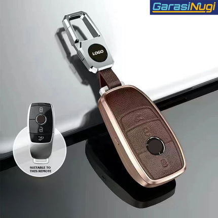 Key Case For Mercedes W177 Sarung Kunci Kulit Aluminium Leather Short Keychain