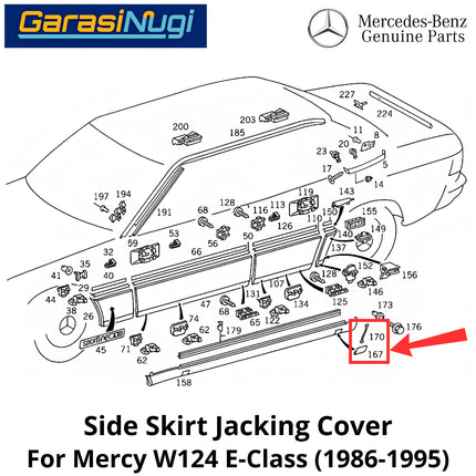 Side Jacking Mercy W124 Cover Tutup Dongkrak Samping Bawah Mercedes 230E 300E