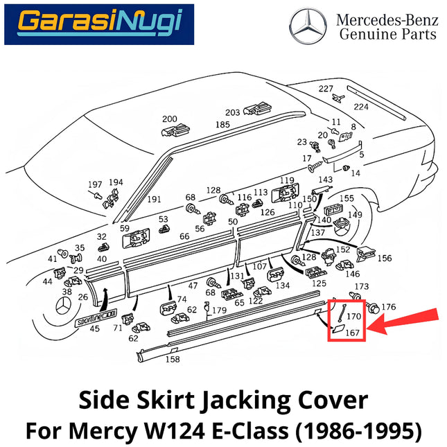 Side Jacking Mercy W124 Cover Tutup Dongkrak Samping Bawah Mercedes 230E 300E