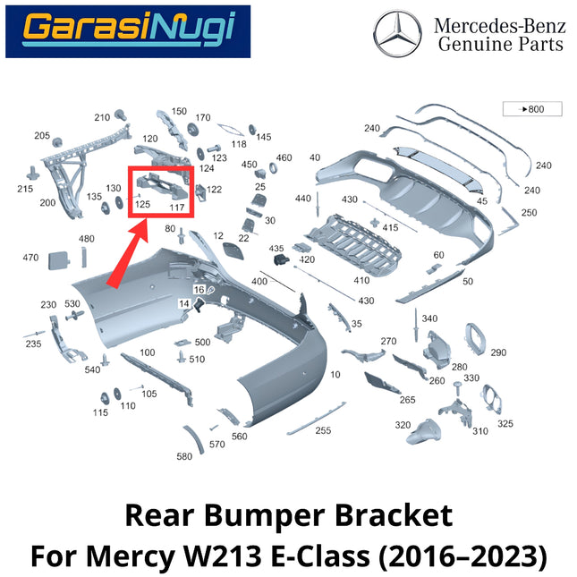 Rear Bumper Mercy W213 Bracket Cover Penutup Braket Bemper Belakang Mercedes E200 E300