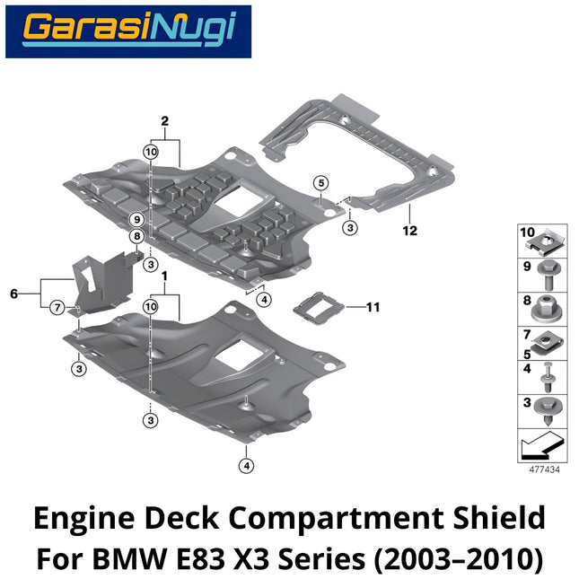 Engine Underbody For BMW E83 Shield Floor Deck Pelindung Bawah Mesin Depan X3 03-10