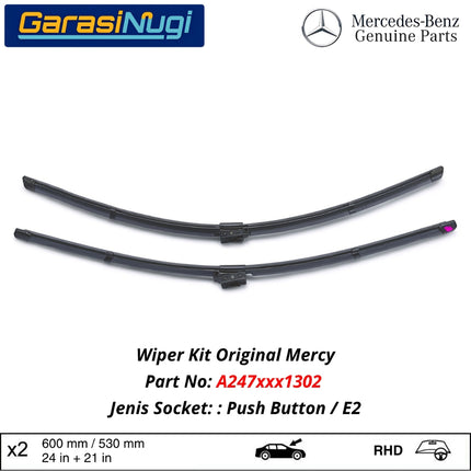 Mercedes X247 W247 X243 Wiper Frameless Kit Original Kaca Depan Front Window GLB EQB