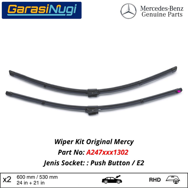 Mercedes X247 W247 X243 Wiper Frameless Kit Original Kaca Depan Front Window GLB EQB