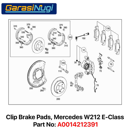 Klip Kampas Rem Belakang Mercedes W212 Brake Pad Clip E200 E250