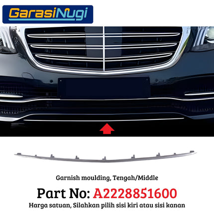 Chrome Stripe W222 Facelift Garnish Moulding Bemper Depan Belakang S450