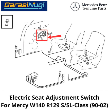 Seat Switch Mercy W140 R129 Button Control Headrest Tombol Kursi Sandaran Kepala Assembly S280 SL