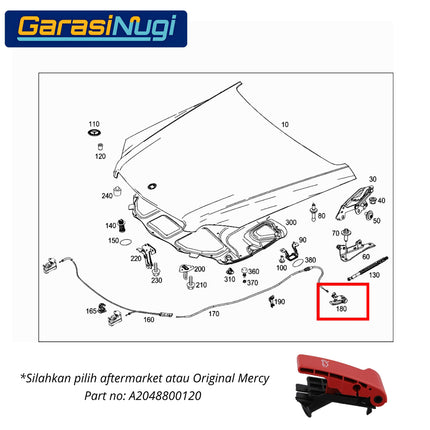Hood Release Handle Mercy W204 W205 W212 Tarikan Kap Mesin C200 E200