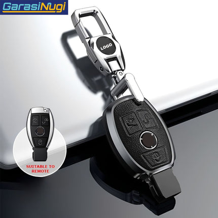 Key Case For Mercedes W212 Sarung Kunci Kulit Aluminium Leather Short Keychain