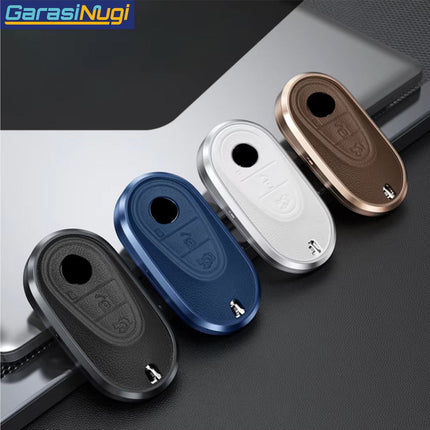 Key Case For Mercedes W167 Sarung Kunci Kulit Aluminium Leather Short Keychain