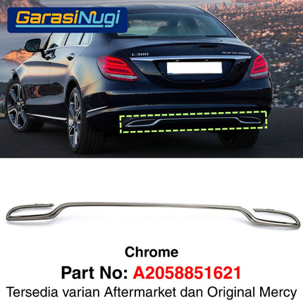 Rear Chrome For Mercy W205 Pre-Facelift Garnish Moulding Bemper Belakang C250 C300