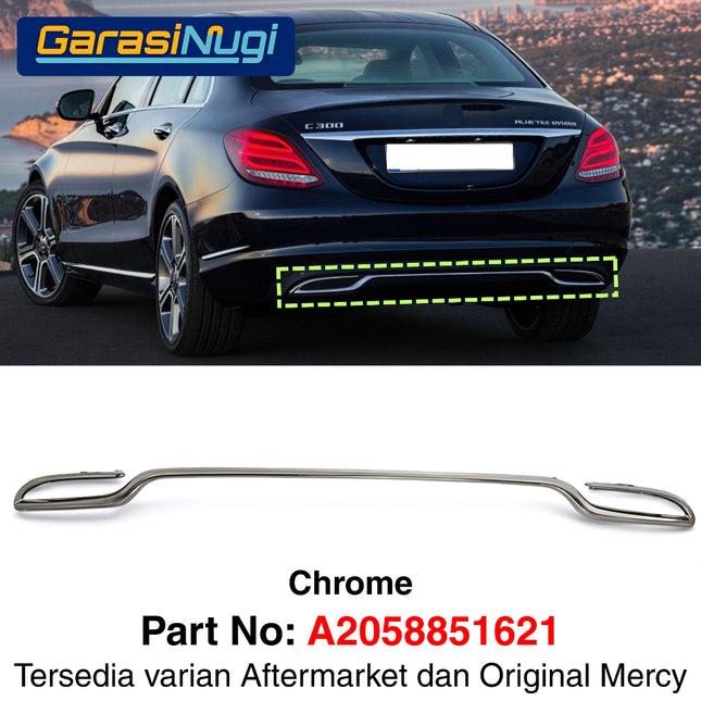 Rear Chrome For Mercy W205 Pre-Facelift Garnish Moulding Bemper Belakang C250 C300