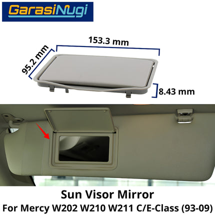 Sun Visor Mercy W202 W210 W211 Cermin Mirror Sunvisor Cover Kaca Pelindung Matahari Mercedes C200 E230 E240