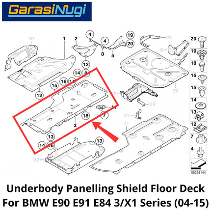 Underfloor Panelling For BMW E90 E91 E84 Shield Floor Deck Cover Pelindung Bawah Bodi 320 X1