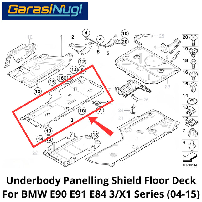 Underfloor Panelling For BMW E90 E91 E84 Shield Floor Deck Cover Pelindung Bawah Bodi 320 X1