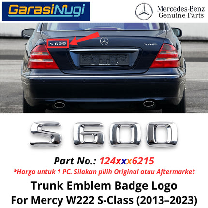 Rear Trunk Lid Mercy W222 S600 Emblem Logo Bagasi Belakang Original Mercedes-Benz