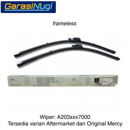 Mercedes W203 W209 Wiper Framed Bracketed Blade Set Aerodynamic Front Kaca Depan C200