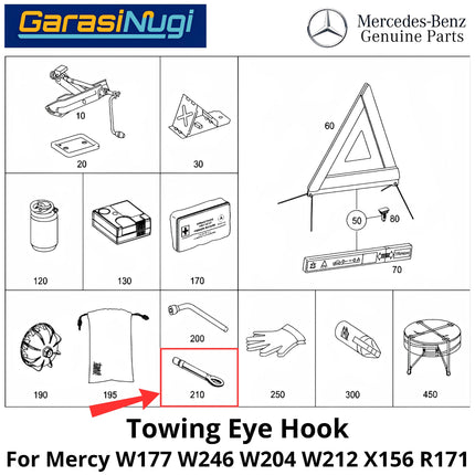 Rear Towing For Mercy W177 W204 W212 X156 R171 Tow Hook Batang Pengait Derek Belakang Mercedes CLS