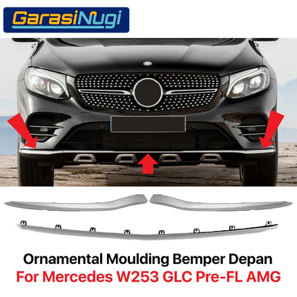 Lower Bumper Mercy W253 Lip Chrome Trim Strip Molding Bumper Depan Bawah GLC