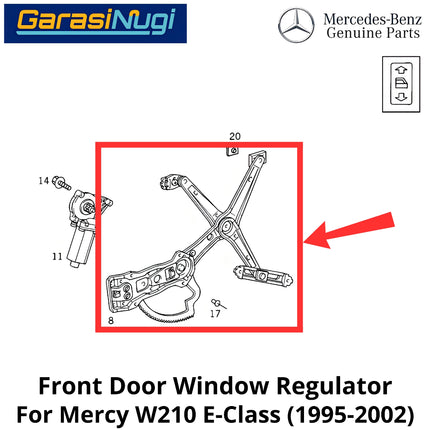 Window Regulator Mercy W210 Lifter Front Door Pengatur Jendela Pintu Depan Mercedes E200