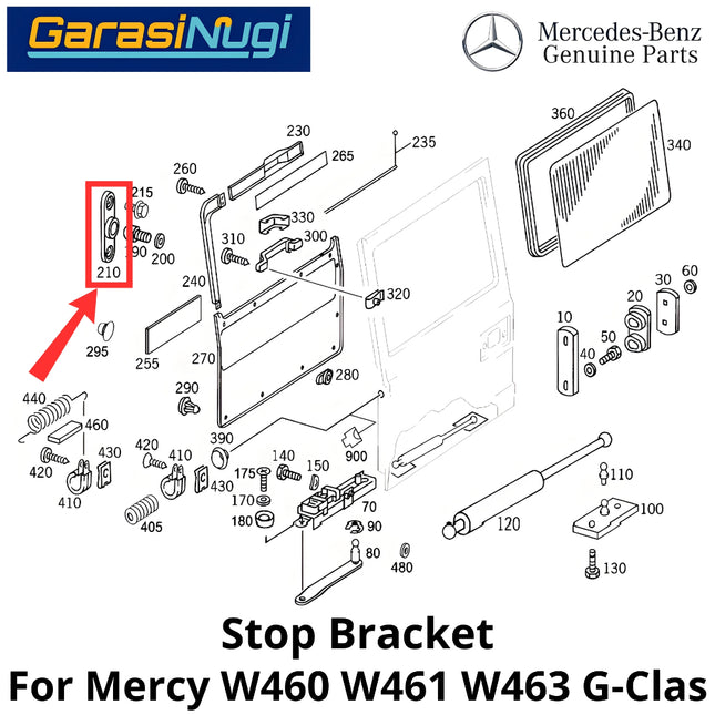 Rear Cargo Door Mercy W460 W461 W463 Stop Bracket Penahan Pintu Bagasi Belakang Mercedes G500