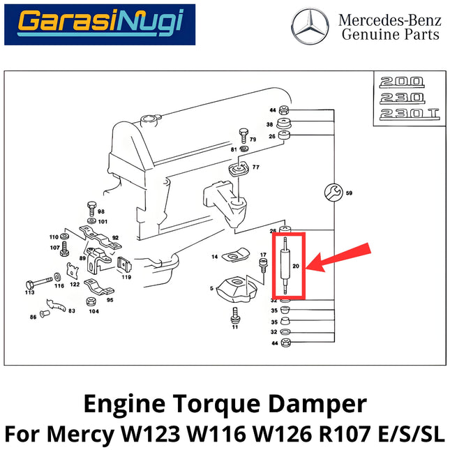 Engine Shock Mercy W123 W116 W126 R107 Absorber Stabilus Peredam Kejut Mesin Mercedes E280 SL