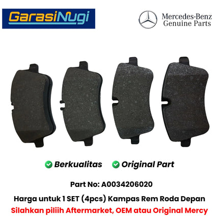 Front Brake Pads Mercedes W203 W211 R171 Kampas Rem Depan Original A0034206020