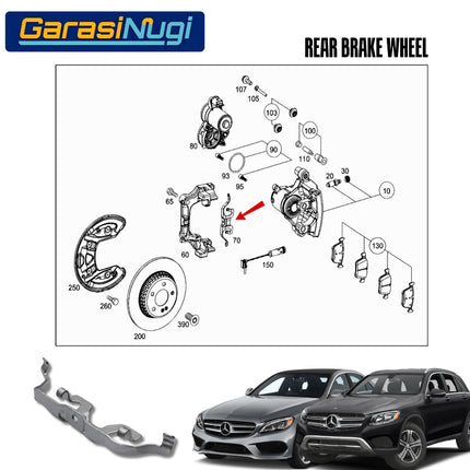 Klip Kampas Rem Belakang Mercedes W205 X253 Brake Pad Clip C200 GLC