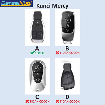 Key Case For Mercedes W212 Sarung Kunci Kulit Metal Gun Leather Short Keychain