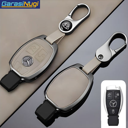 Key Case For Mercedes W212 Sarung Kunci Kulit Metal Gun Leather Short Keychain