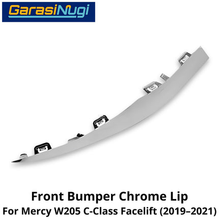 Chrome Lip Mercy W205 Facelift Spoiler Trim Bumper Depan Molding Mercedes C200 C300