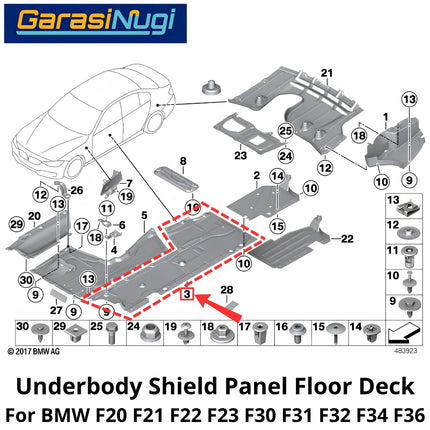Underfloor Panelling For BMW F20 F22 F30 F32 F36 Shield Floor Deck Cover Pelindung Bawah Bodi 320 420
