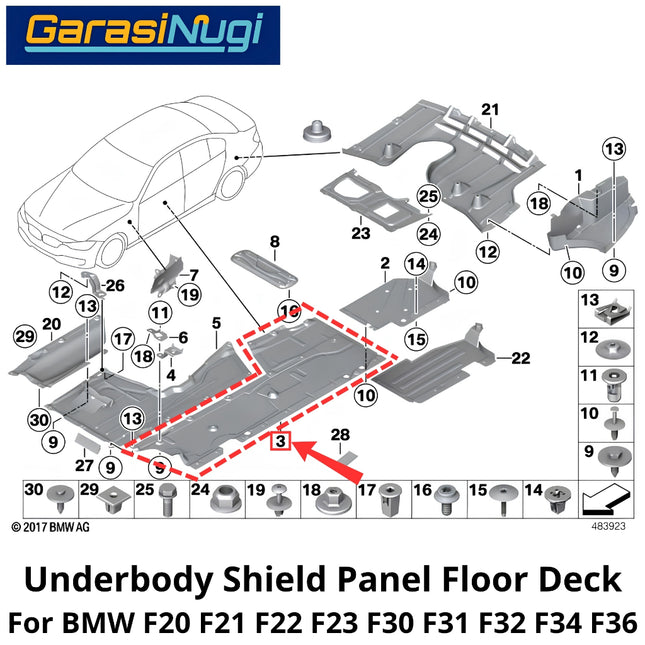 Underfloor Panelling For BMW F20 F22 F30 F32 F36 Shield Floor Deck Cover Pelindung Bawah Bodi 320 420