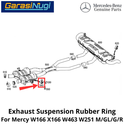 Exhaust Muffler Mercy W166 X166 W463 Suspension Rubber Ring Karet Gantungan Knalpot ML GL G500