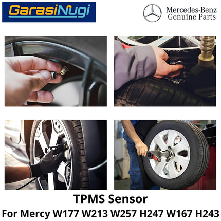 Tire Pressure Mercy W177 W213 W257 H243 Monitoring System TPMS Sensor Tekanan Udara Ban Mercedes A200 E200 CLS GLA