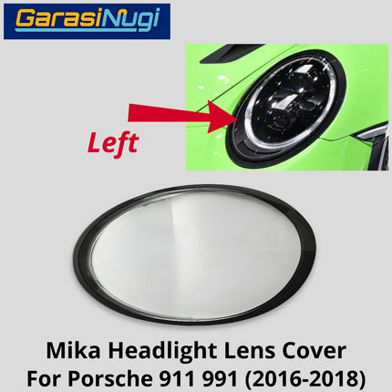 Mika Headlight Porsche 911 991 Lens Kaca Cover Lampu Depan 2016-2018