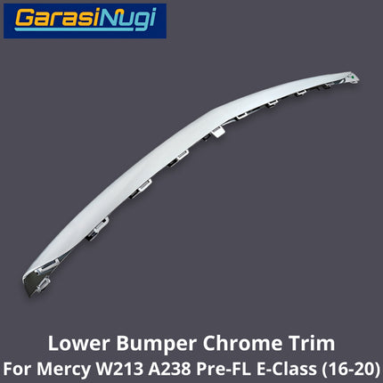 Chrome Lip Mercy W213 A238 Pre-Facelift Spoiler Trim Bumper Depan Molding E200 2016-2020