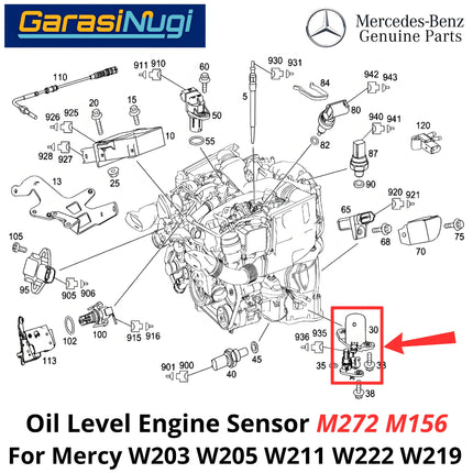 Oil Leveling Mercy W203 W205 W222 W219 Sensor Level Oli Mesin M272 M276 Mercedes C200 CLS