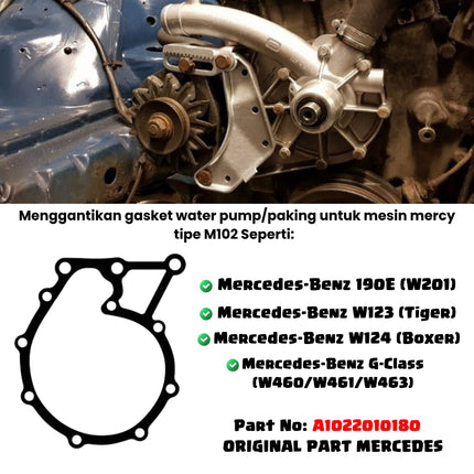 Gasket Water Pump Mercedes W201 W123 W124 Paking Pompa Air Mesin M102 Mercy Boxer Tiger