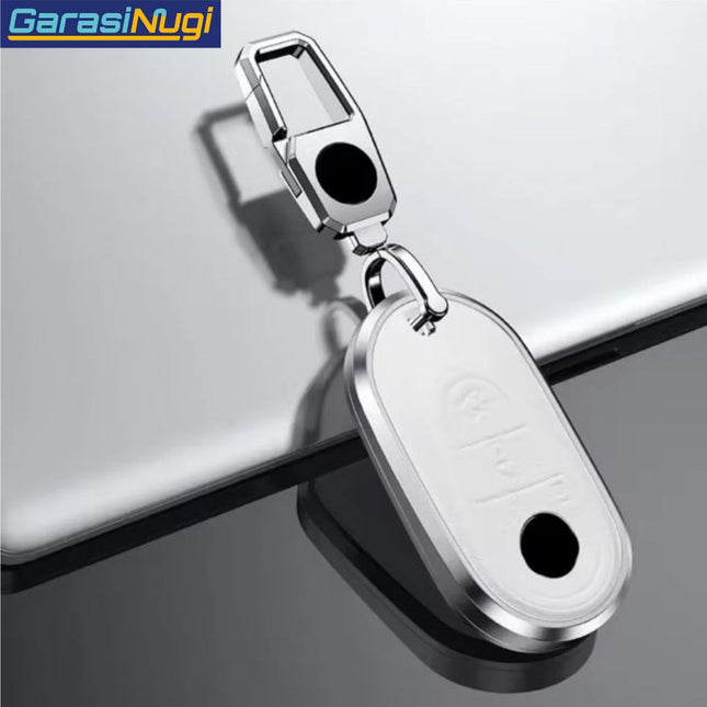 Key Case For Mercedes W167 Sarung Kunci Kulit Aluminium Leather Short Keychain