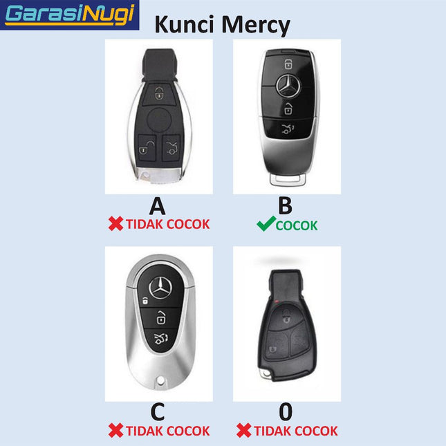 Key Case For Mercedes W177 Sarung Kunci Kulit Metal Gun Leather Short Keychain