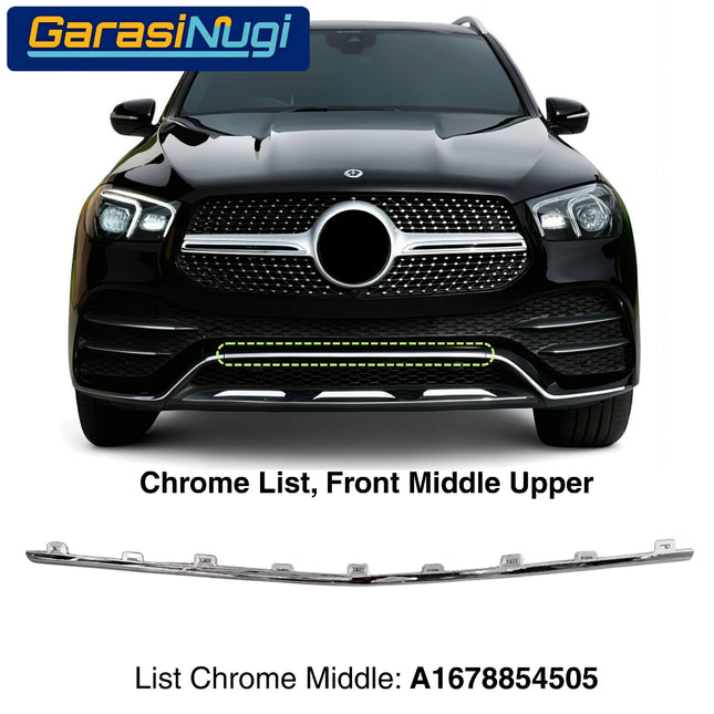 Front Lower Bumper Mercy W167 List Chrome Penutup Molding Bemper Depan Trim GLE