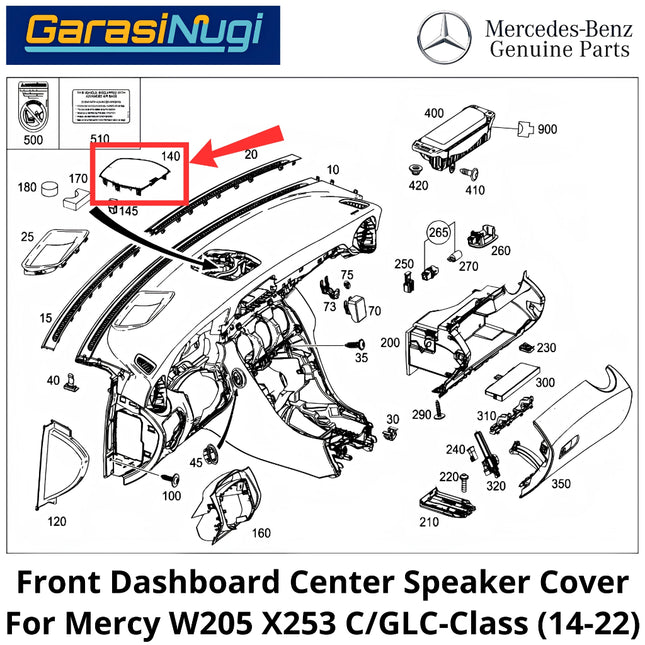 Front Speaker Mercy W205 X253 Dashboard Cover Tutup Speaker Tengah Depan Dasbor C200 GLC