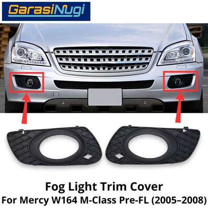 Fog Trim Mercy W164 Pre-Facelift Cover Chrome Lampu Kabut Grill Mercedes M ML 2005-2008