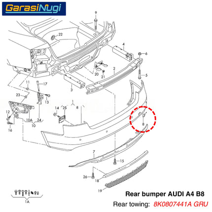 Cover Towing For AUDI A4 Pre-Facelift Bumper Tow Depan Belakang Tutup Lubang Derek B8
