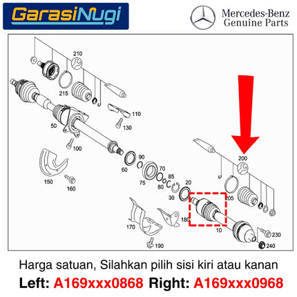 Karet Boot As Roda Mercy W169 W245 W141 Boot Drive Shaft Original Vaneo A200