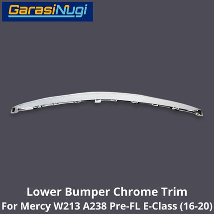 Chrome Lip Mercy W213 A238 Pre-Facelift Spoiler Trim Bumper Depan Molding E200 2016-2020